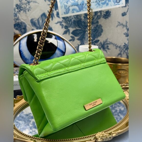 🆕 KURT GEIGER LONDON 🧿 NWOT Leather Mini Kensington Bag, Neon Green - Picture 8 of 15